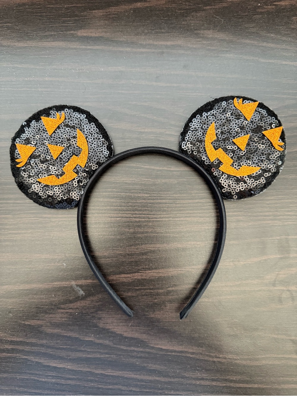 Black Sequin Pumpkin Ear Headband - Kids Costume Accessory